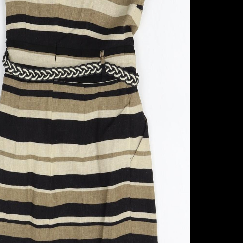 Atmosphere Womens Brown Striped A-Line Size 8