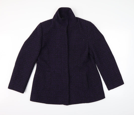 Preworn Womens Purple Argyle/Diamond Overcoat Coat Size 14