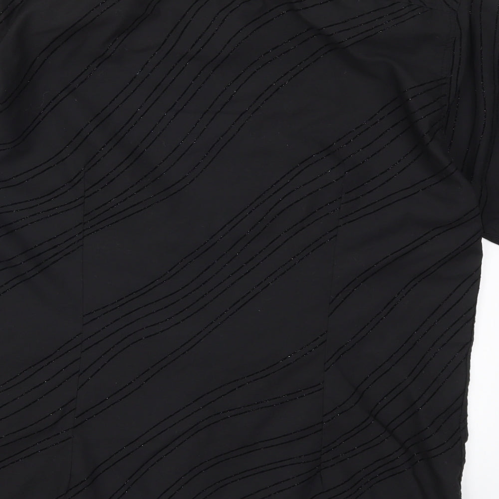 George Mens Black Striped Button-Up Size M