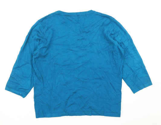 BM Womens Blue Knit Pullover Jumper Size M