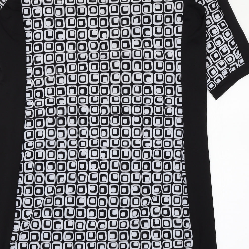 Mlle Gabrielle Womens Black Geometric Jersey A-Line Size XL