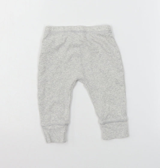 Marks and Spencer Girls Grey Jersey Jogger Trousers Size 6-9 Months