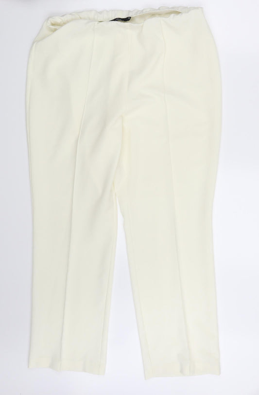Womens UK Size 16 BM Collection Regular Fit Dress Pants Ivory Trousers