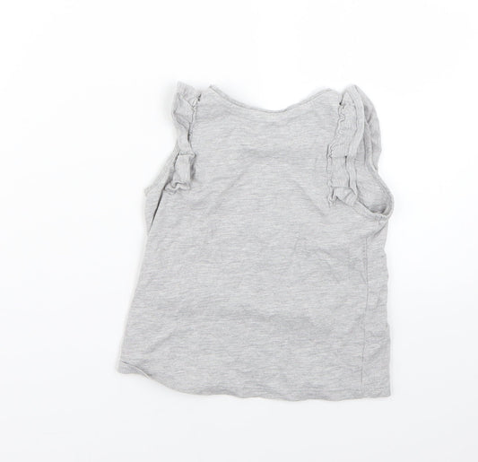 M&S Girls Grey Basic Tank Size 3-4 Years - Love
