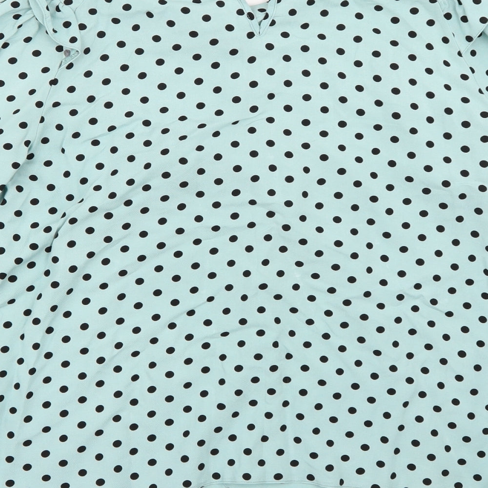Papaya Womens Blue Polka Dot Basic Blouse Size 12