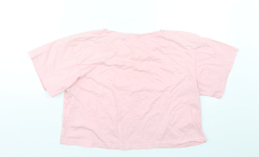 Womens UK Size M Preworn Pink Cropped T-Shirt