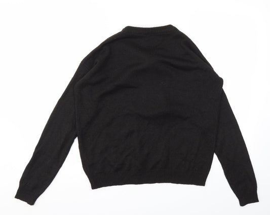 BRAVE SOUL Womens Black Animal Print Pullover Jumper Size 12