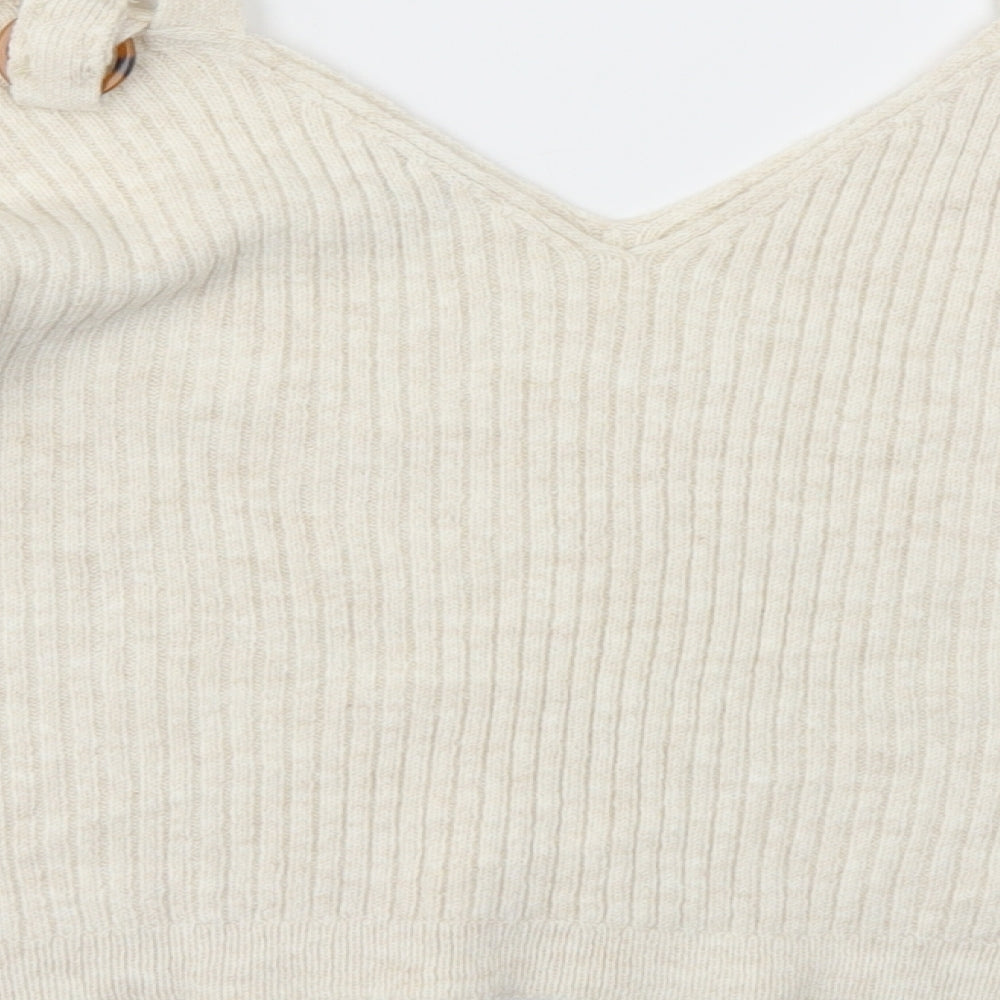 Womens UK Size 10 Miss Selfridge Beige Pullover Jumper