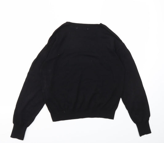 Womens UK Size S Mango Black Basic T-Shirt