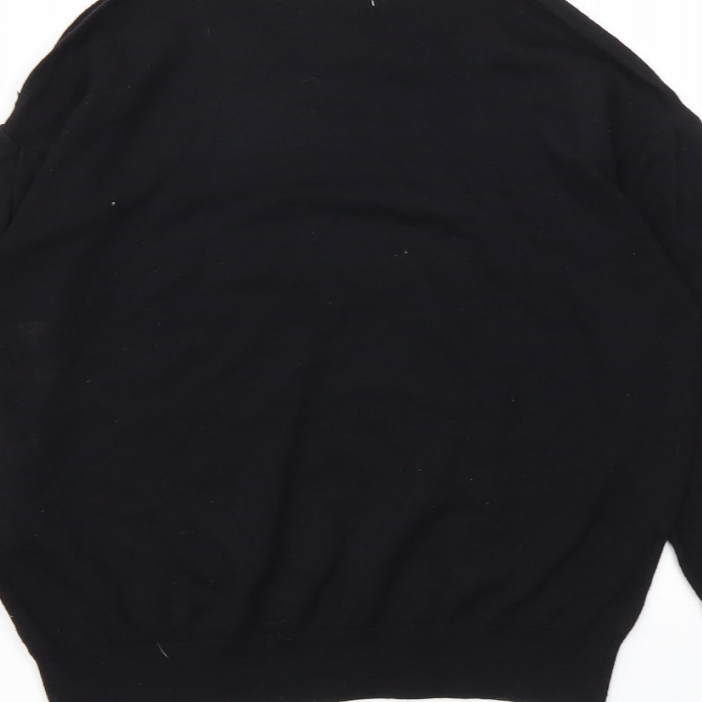 Womens UK Size S Mango Black Basic T-Shirt