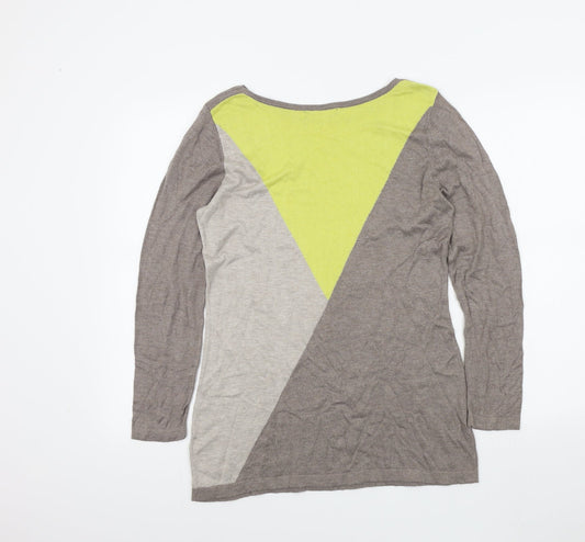 david emanuel Womens White Geometric Pullover Jumper Size S