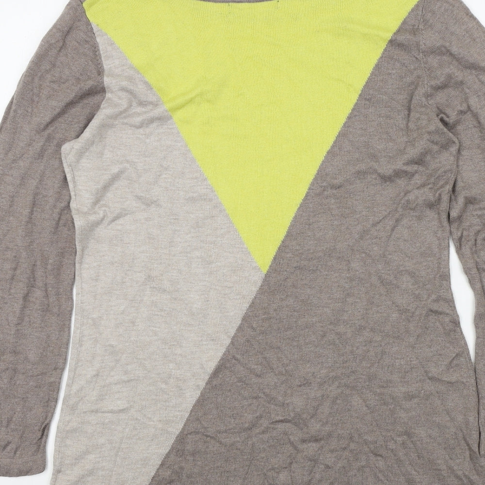 david emanuel Womens White Geometric Pullover Jumper Size S