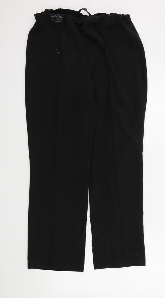 Womens UK Size 14 Classic Regular Fit Black Trousers