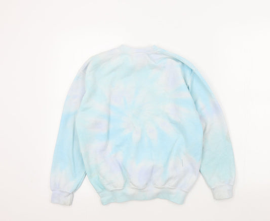 Gildan Girls Blue Colourblock Pullover Jumper Size M