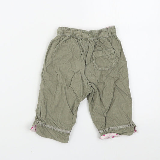 H&S Girls Green Colourblock Jogger Trousers Size 6-9 Months