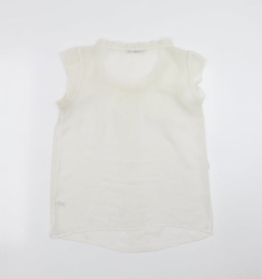 TU Womens Ivory Basic Blouse Size 10 - sheer