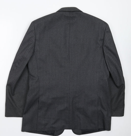 Greenwods Mens Grey Striped Jacket Suit Jacket Size 42