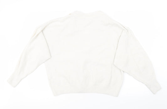 H&M Womens White Knit Pullover Sweatshirt Size M - Over Sized