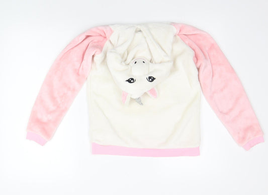 i believe Girls White Pullover Jumper Size 12-13 Years - NEEDS A GOOD CLEAN