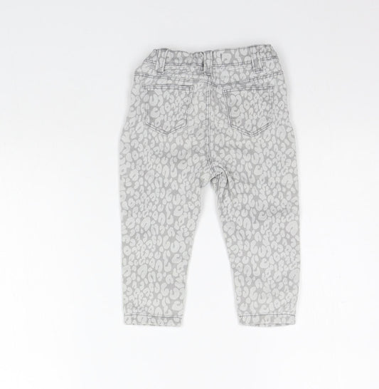 deniem co Girls Grey Animal Print Jogger Jeans Size 12-18 Months - washable mark