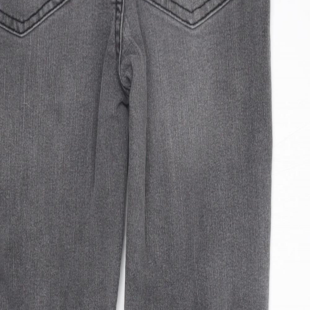 F&F Girls Grey Straight Jeans Size 10-11 Years - Elastic Waist Band