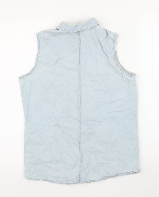 New Look Girls Blue Denim Basic Blouse Size 14 Years