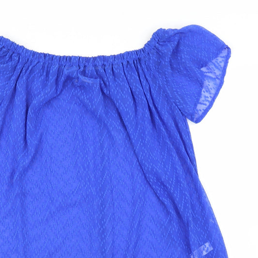 George Womens Blue Tunic Blouse Size M
