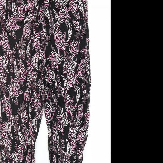 Select Womens Black Floral Bloomer Trousers Size 10 L25 in