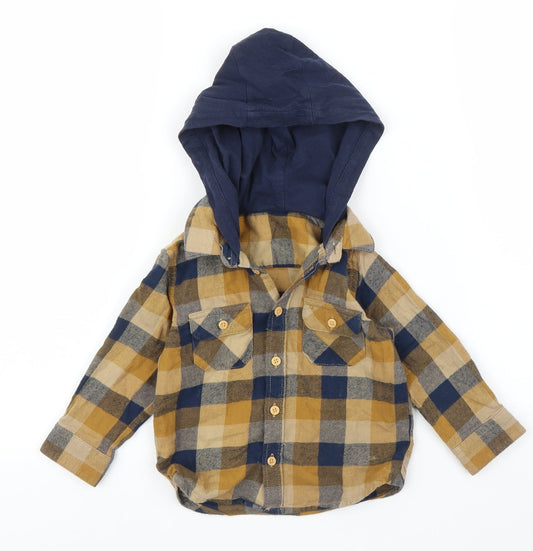 Matalan Boys Beige Check Basic Button-Up Size 2 Years