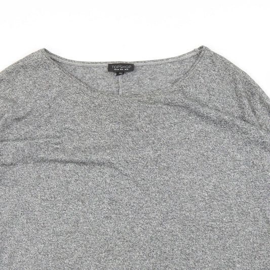 Womens UK Size 10 Topshop Grey Basic T-Shirt