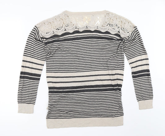 Hippie Rose Womens Beige Striped Pullover Jumper Size M