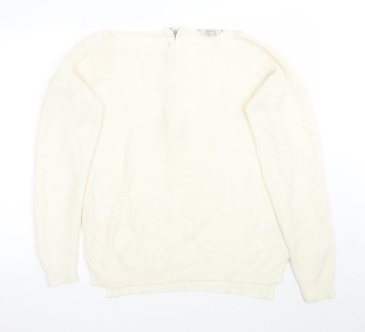 Womens UK Size M Peacocks White Pullover Jumper