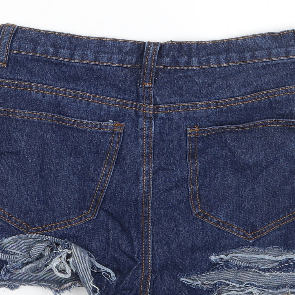 PRETTYLITTLETHING Womens Blue Cut-Off Shorts Size 6