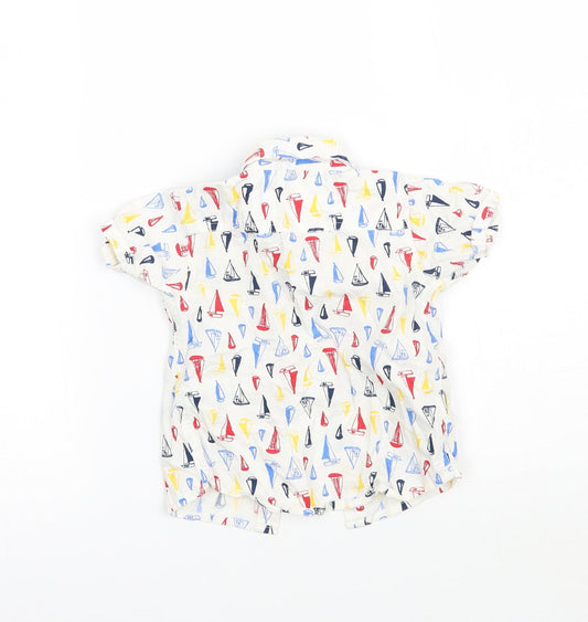 TU Boys White Geometric Basic Button-Up Size 6-9 Months