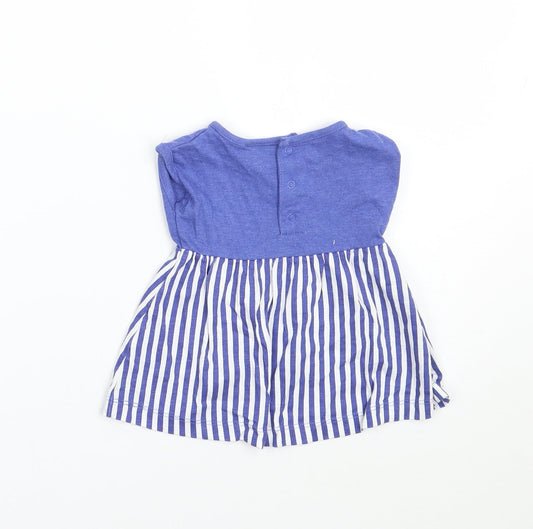 hullabaloo Girls Blue Striped A-Line Size 3-6 Months