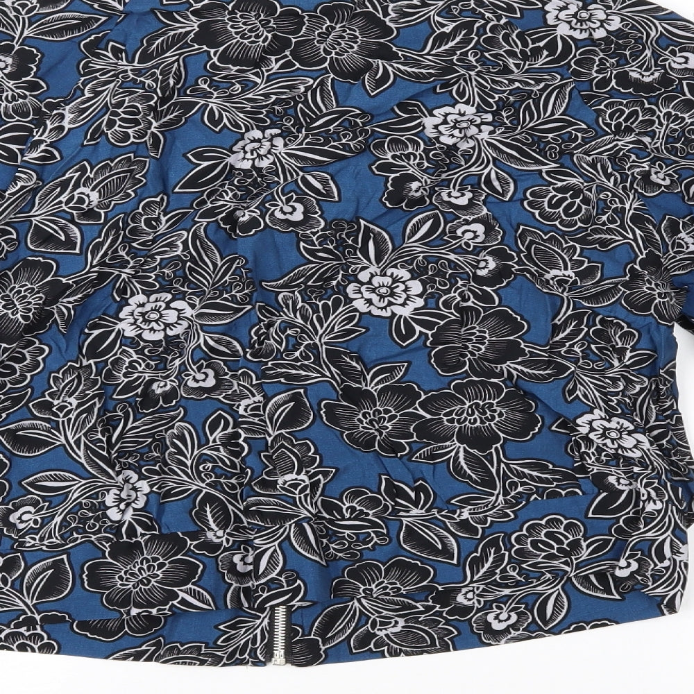 Primark Womens Blue Floral Jacket Blazer Size 12