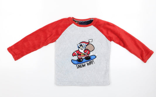 Primark Boys Multicoloured Pyjama Top Size 3-4 Years - Santa Claus Logo