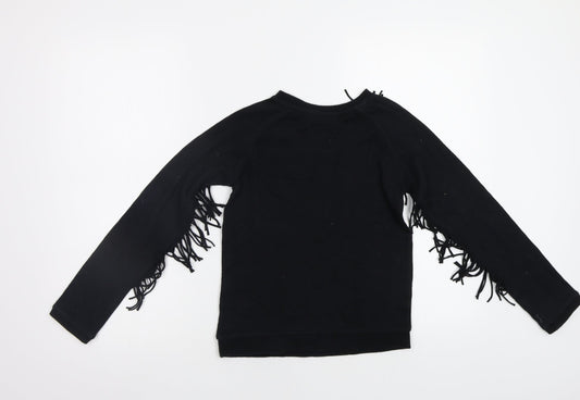 H&M Girls Black Pullover Sweatshirt Size 8-9 Years