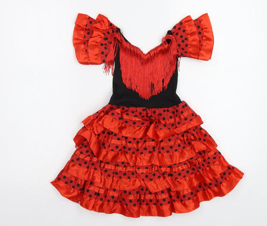 Preworn Girls Red Polka Dot Ball Gown Size 2 Years