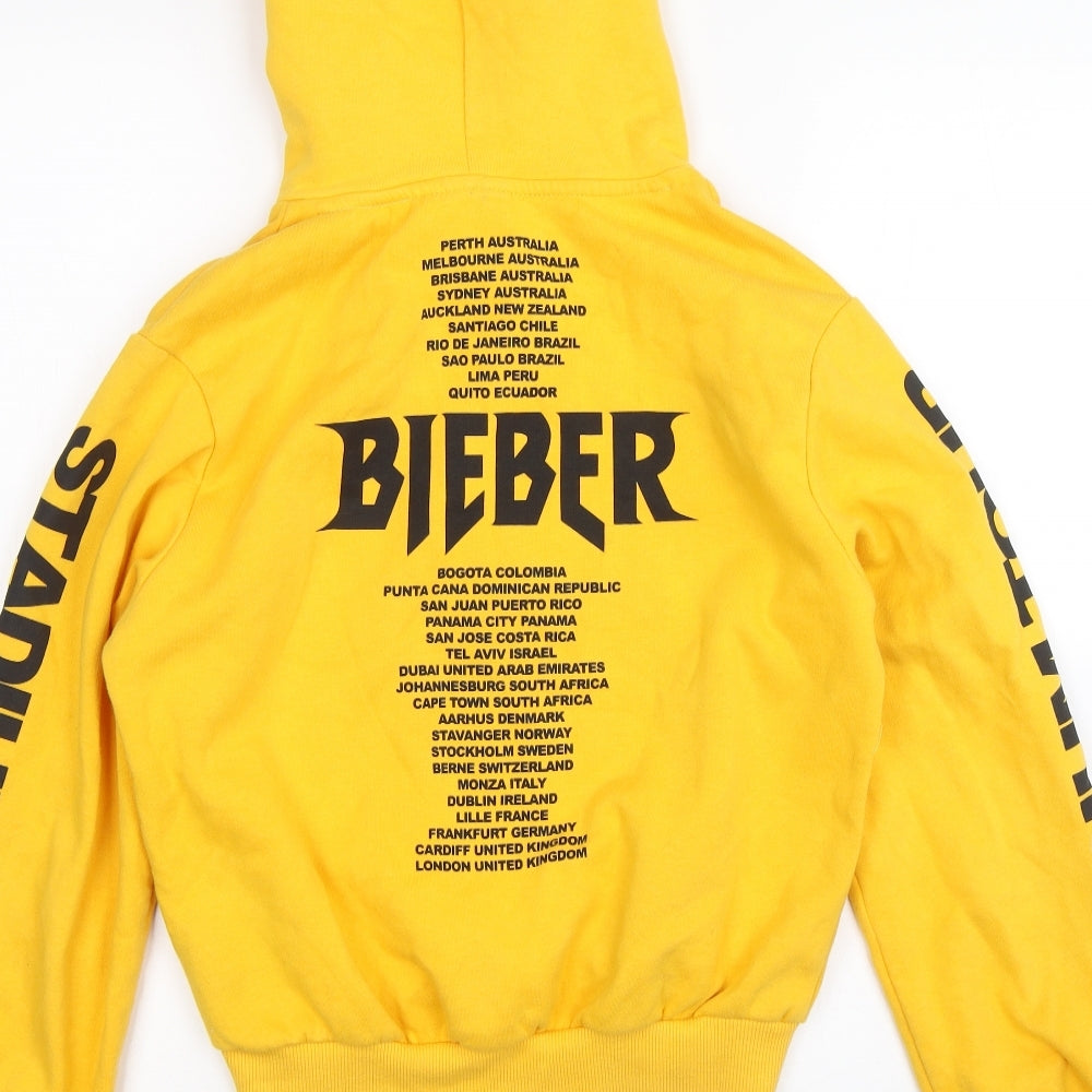 Divided Womens Yellow Pullover Hoodie Size XS - bieber tour