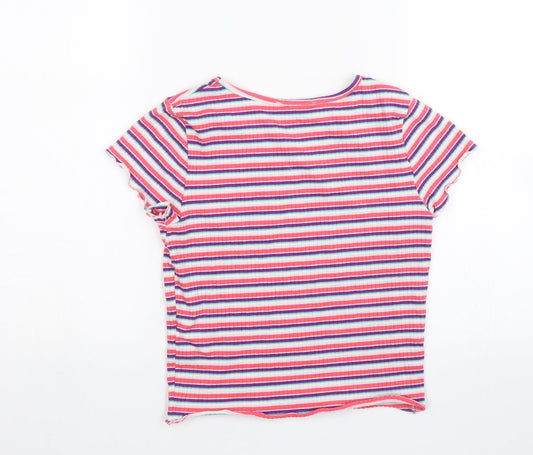 Primark Womens Pink Striped Basic T-Shirt Size 8