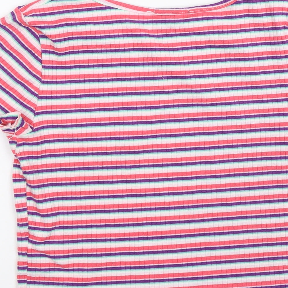 Primark Womens Pink Striped Basic T-Shirt Size 8