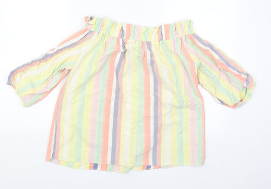 F&F Womens Multicoloured Striped Basic Blouse Size 12
