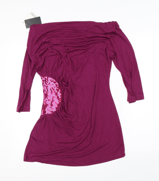 NEXT Womens Purple Shift Size 12 - cowl back