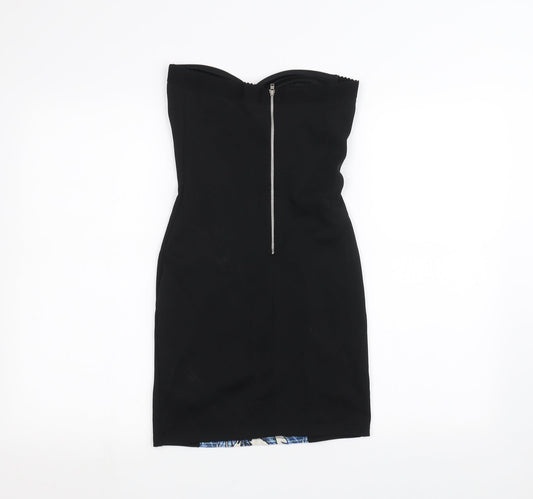 Topshop Womens Black Floral Pencil Dress Size 8