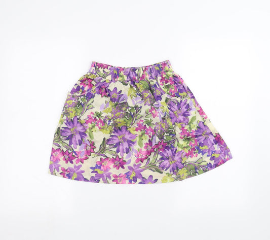 River Island Womens White Floral A-Line Skirt Size 8