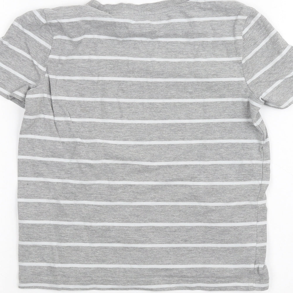 F&F Boys Grey Striped Basic T-Shirt Size 6-7 Years