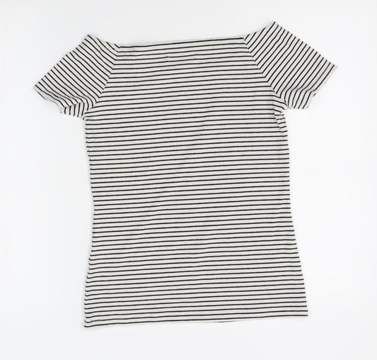 RR Womens White Striped Pullover Jumper Size M