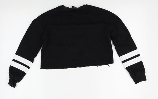 Preworn Girls Black Pullover Sweatshirt Size 10-11 Years - cropped, unicorns