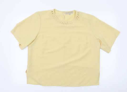 Daxon Womens Yellow Basic Blouse Size 18
